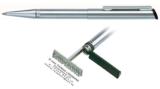 Heri Germany Heri Diagonal Stainless Steel, kuličkové pero s razítkem